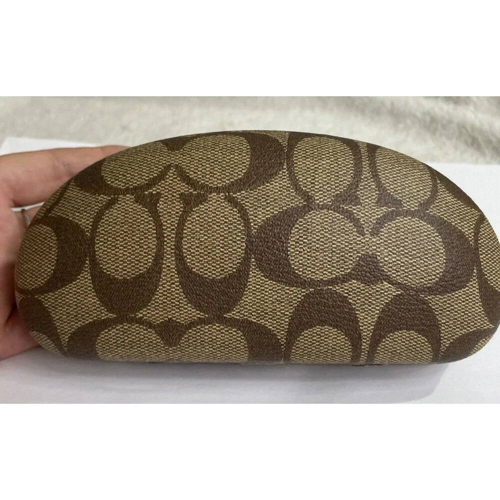 Coach signature C print hard clamshell sunglasses case in brown LARGE